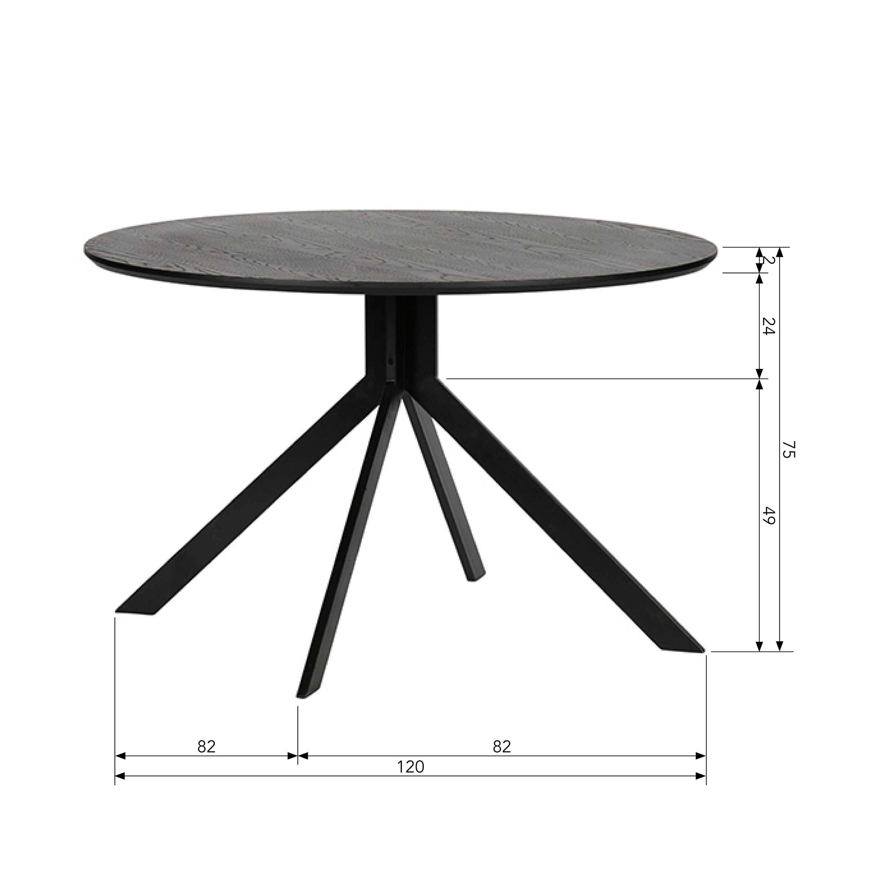 WOOOD Bruno Eettafel - Ã 120 cm - Zwart
