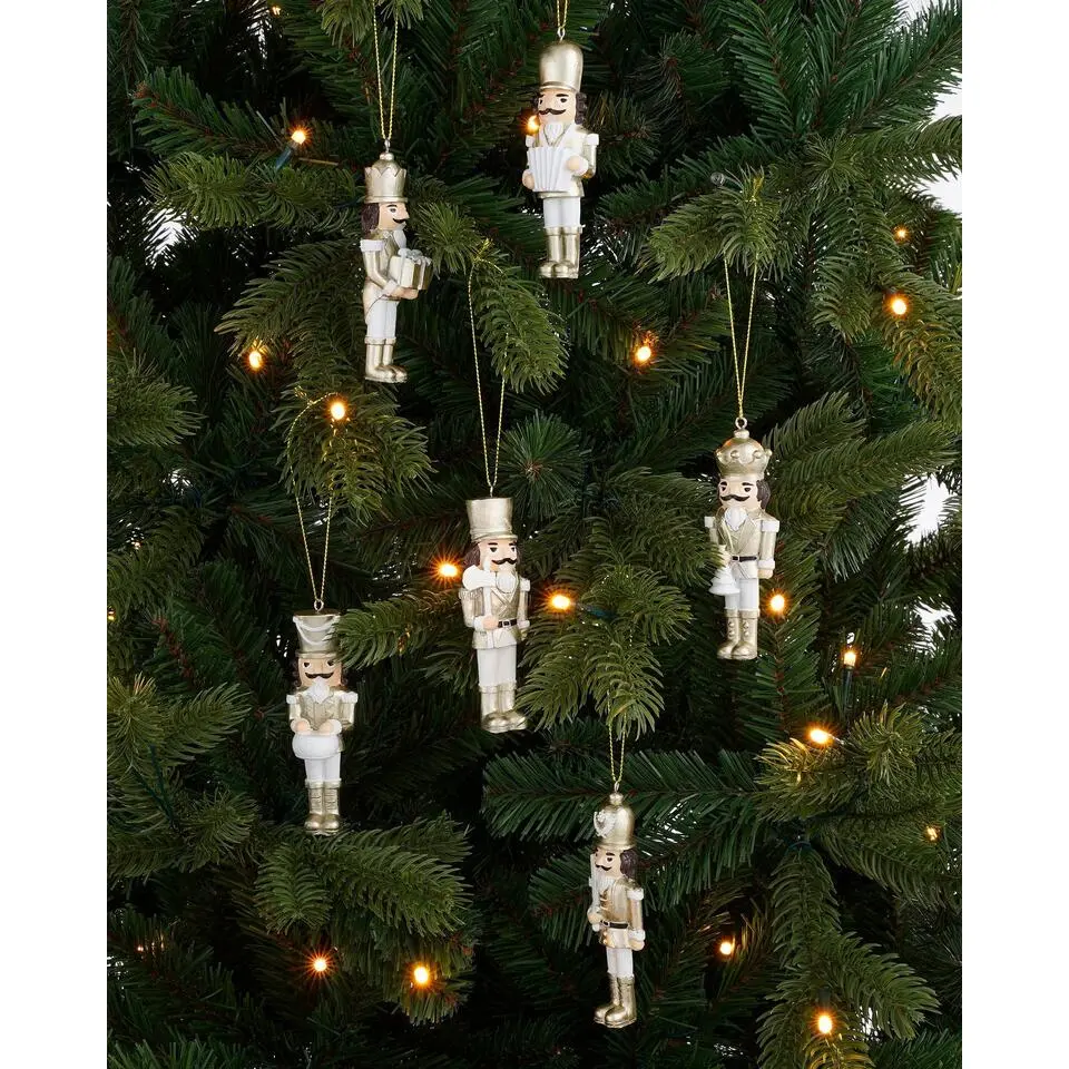 Mica Decorations Kerst Ornament Notenkraker - Set 6 stuks - Goud