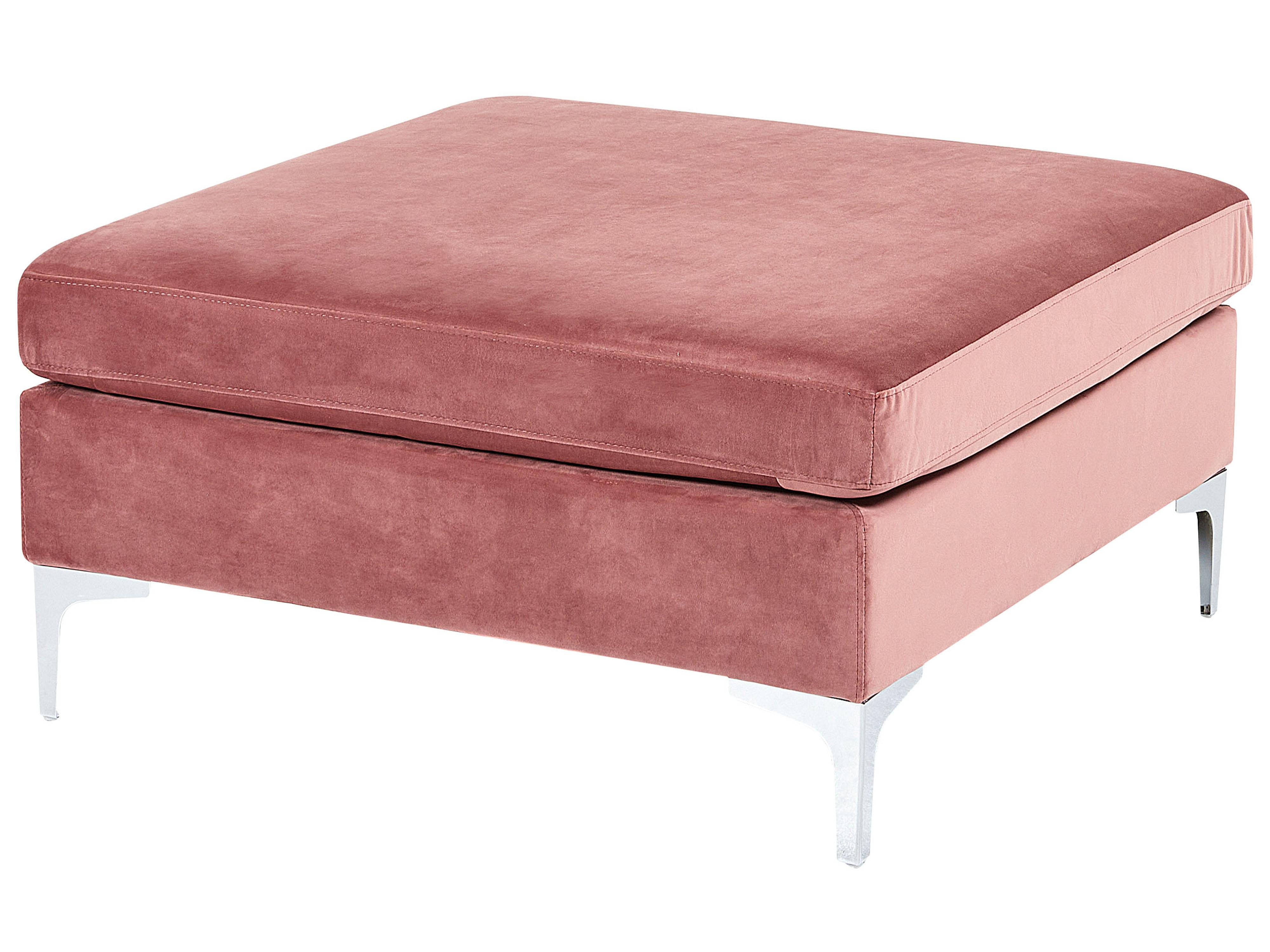 Modulaire bank 3-zits EVJA Fluweel Roze met ottomaan