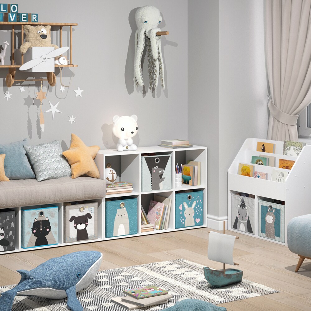 Vicco Kinderregal 6 Fächer inklusive Kinder Faltboxen Bücherregal Aufbewahrungsregal Spielzeug