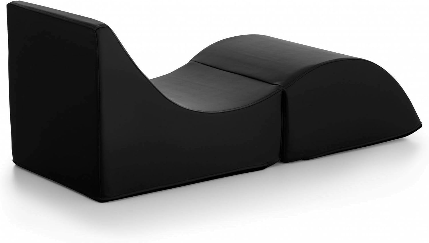 Talamo Italia - Klappbett Andreina, Pouf umwandelbar in ein Einzelbett, Chaiselongue aus Öko-Leder, 100 % Made in Italy, 130 x 50 x 50 cm, Schwarz