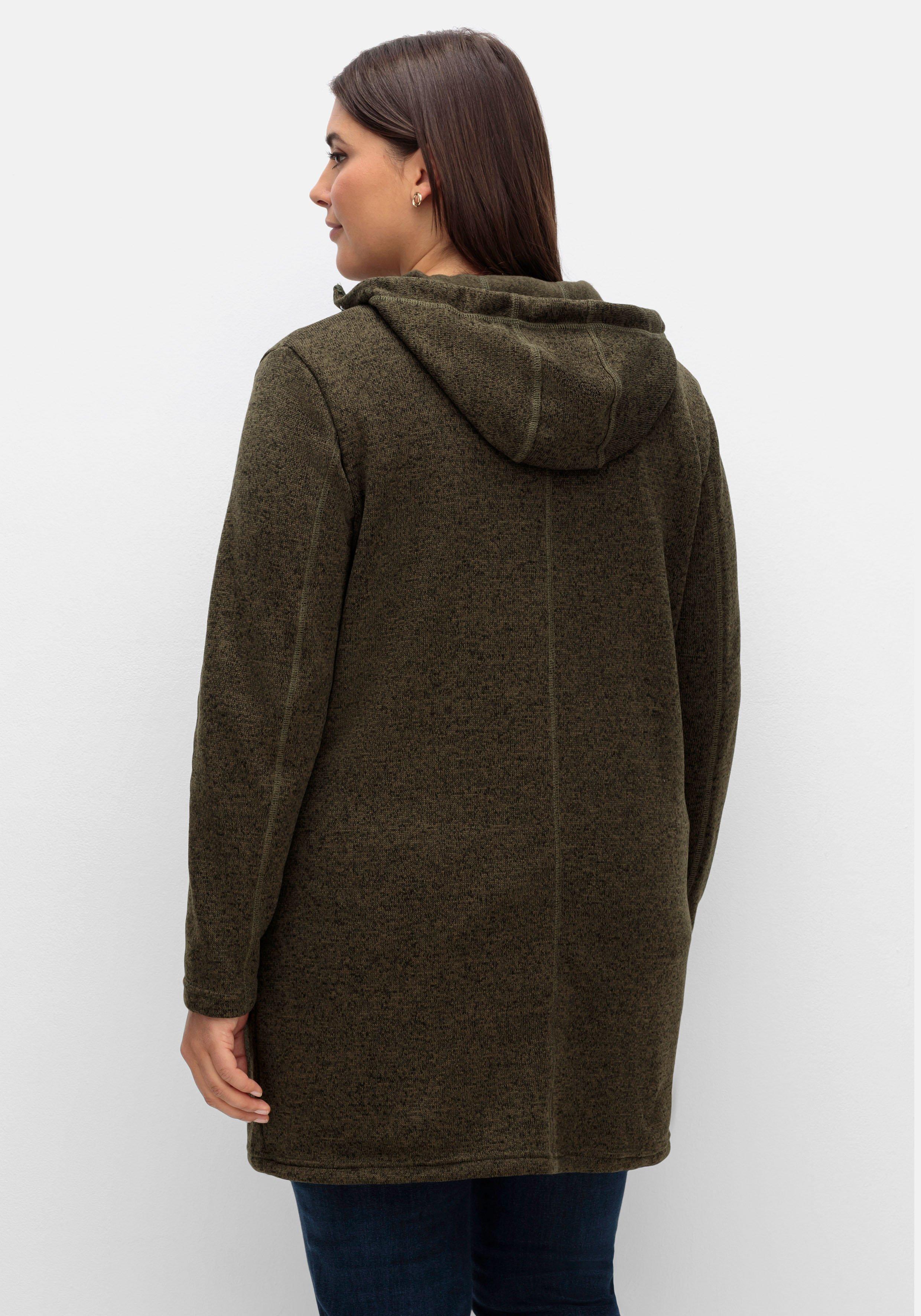 Fleecejacke mit Kapuze, in Melange-Optik