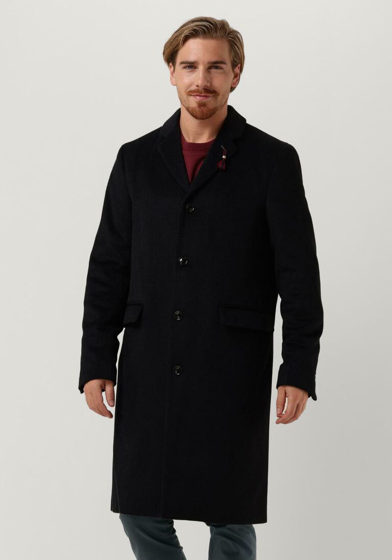 SCOTCH & SODA donkerblauwe scotch & soda mantel classic wool-blend overcoat