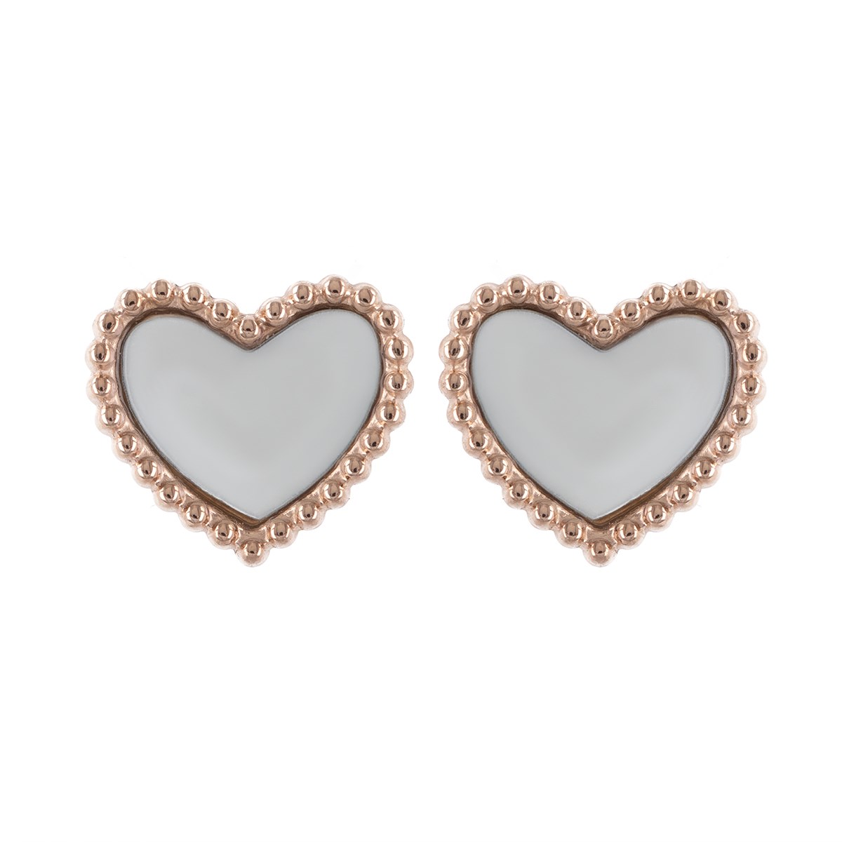 Boucles d'oreilles acier rose forme coeur