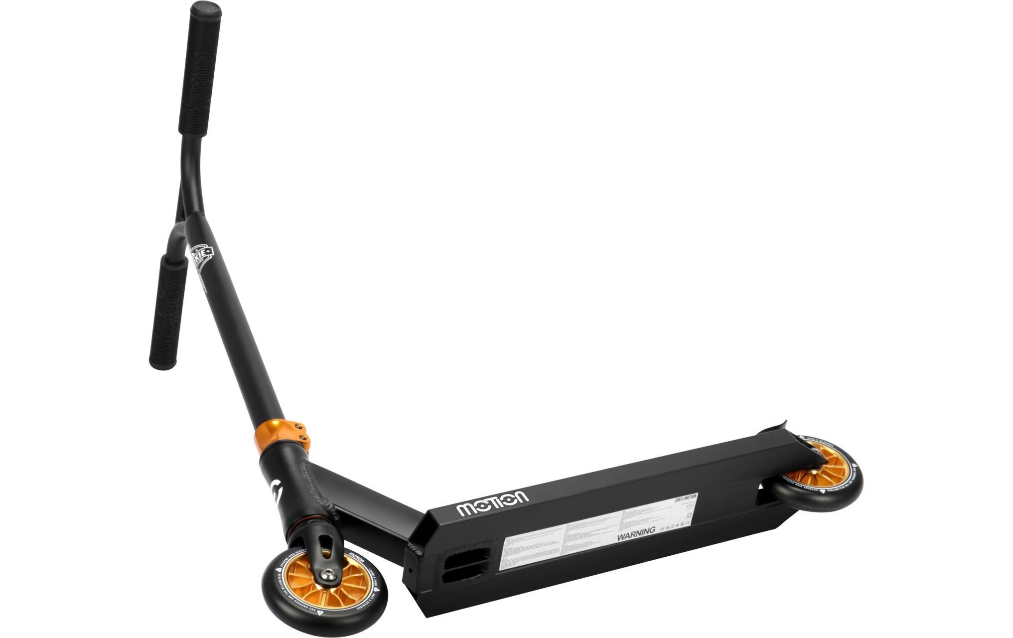 Motion Freestyle Scooter Rookie Pro Schwarz/Gold<br>Leichter und stabiler Freestyle-Scooter für Anfänger