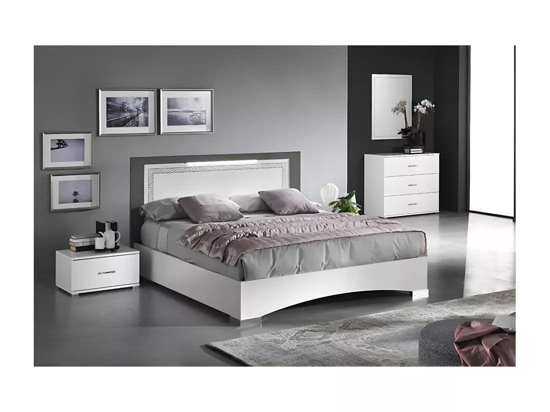 FADILY - Chambre 160x200cm avec Commode et Chevets