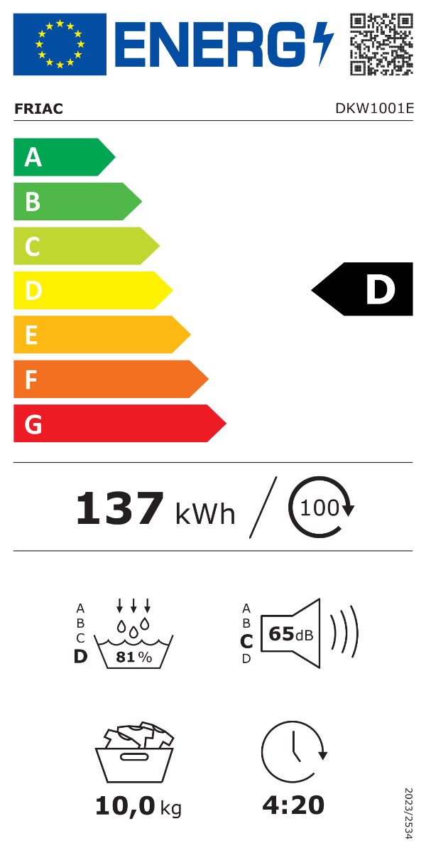 Friac DKW1001E warmtepomp droogkast 10 kg