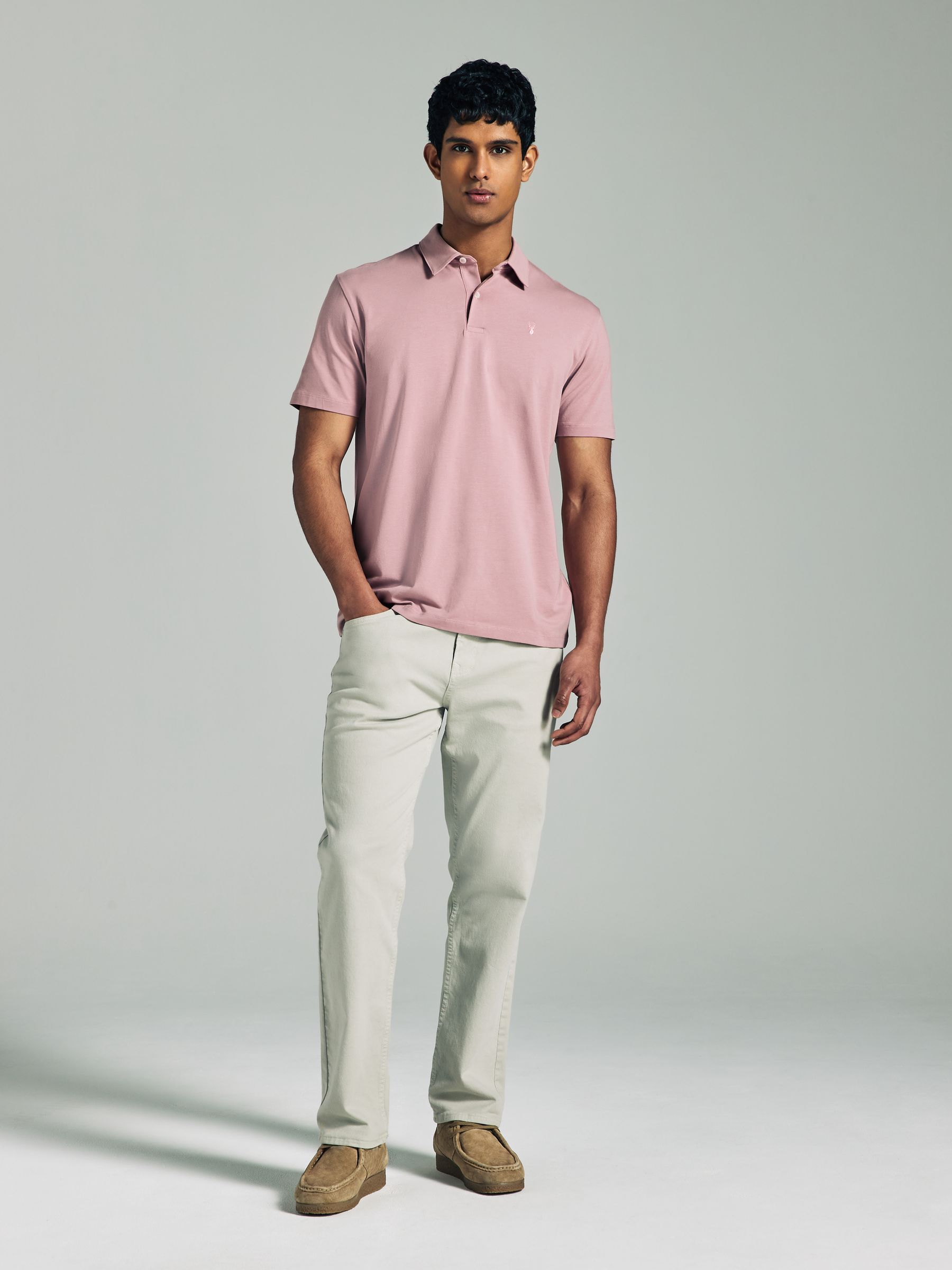Marineblauw/grijs/roze - Set van 3 jersey poloshirts met korte mouwen