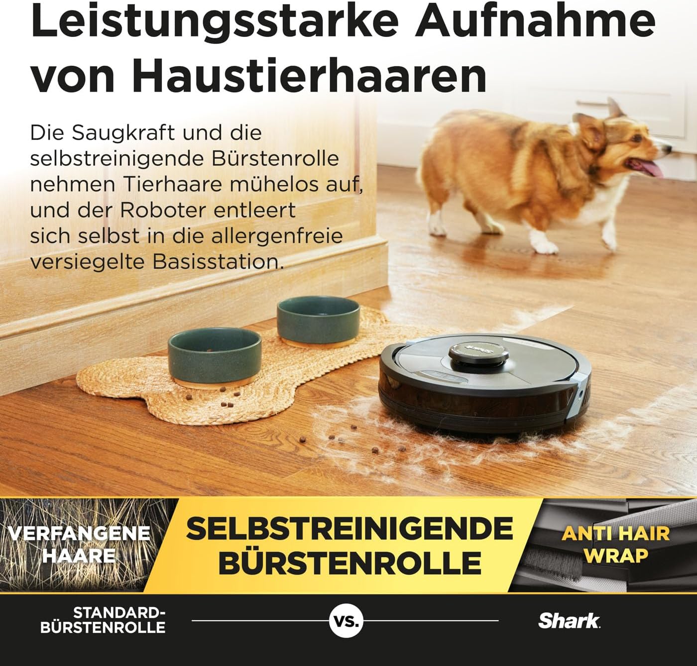 Shark Matrix Plus 2-in-1 Wisch- & Saugroboter mit LiDAR-Home Mapping, Matrix- & Kantenreinigung, für Teppich, Hartböden & Tierhaare, Selbstaufladend, Anti-Allergen, WiFi/App, Schwarz