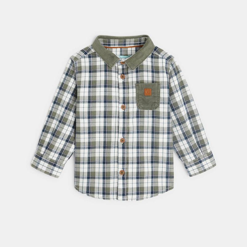 Chemise flanellisée à carreaux verte bébé garçon Vert