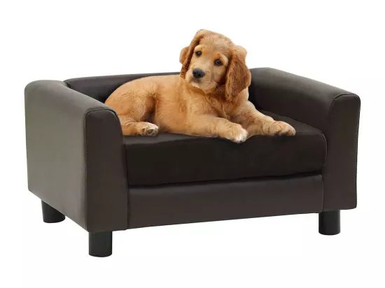 Canapé pour chien Marron 60x43x30 cm Peluche et similicuir