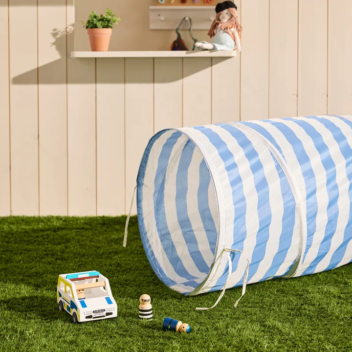 Kids Concept - Star Spieltunnel, Ø 46 x 180 cm, grau gestreift