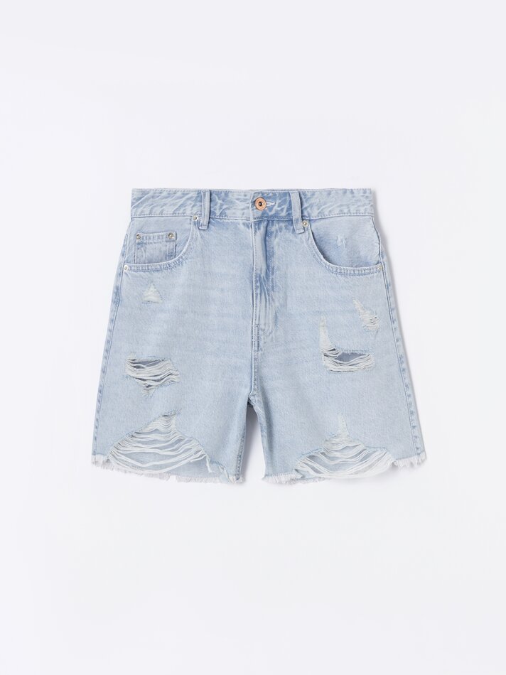 Shorts jeans rasgados - Índigo