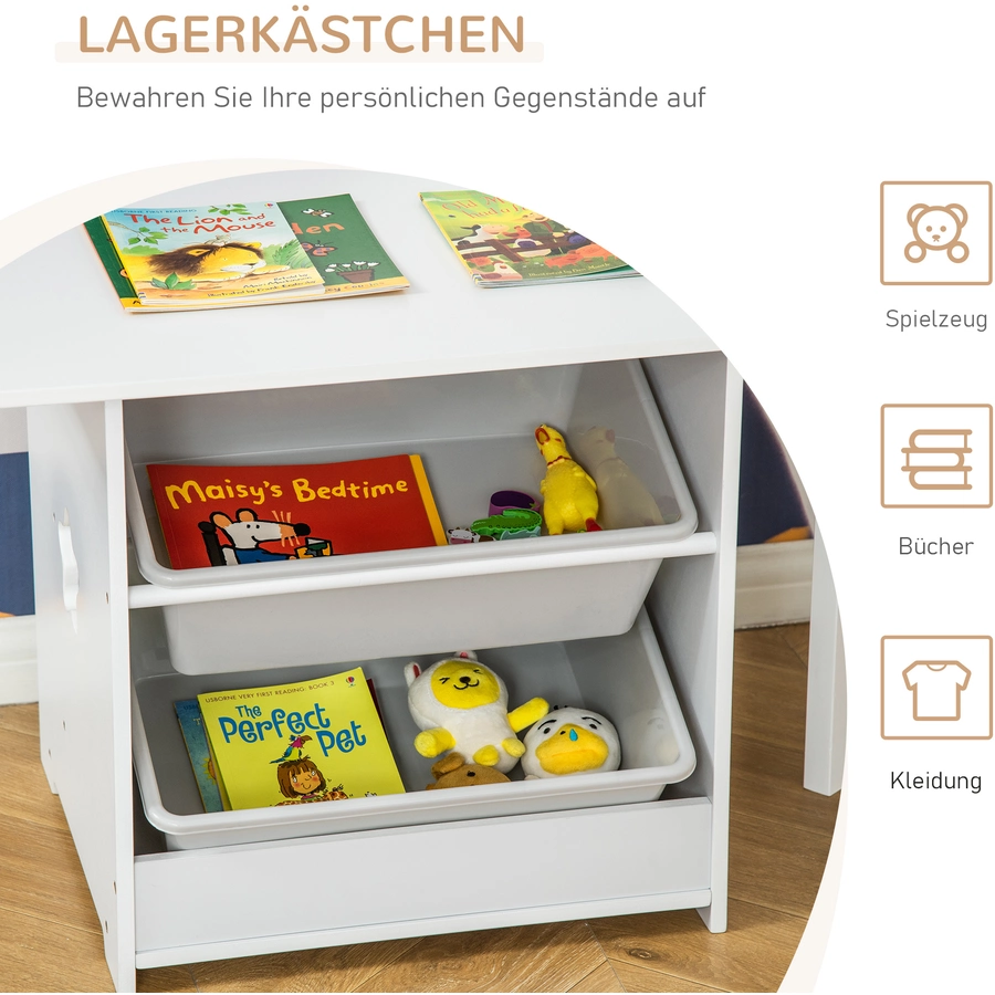 HOMCOM Kindersitzgruppe mit 2 Stühlen und Tisch weiß