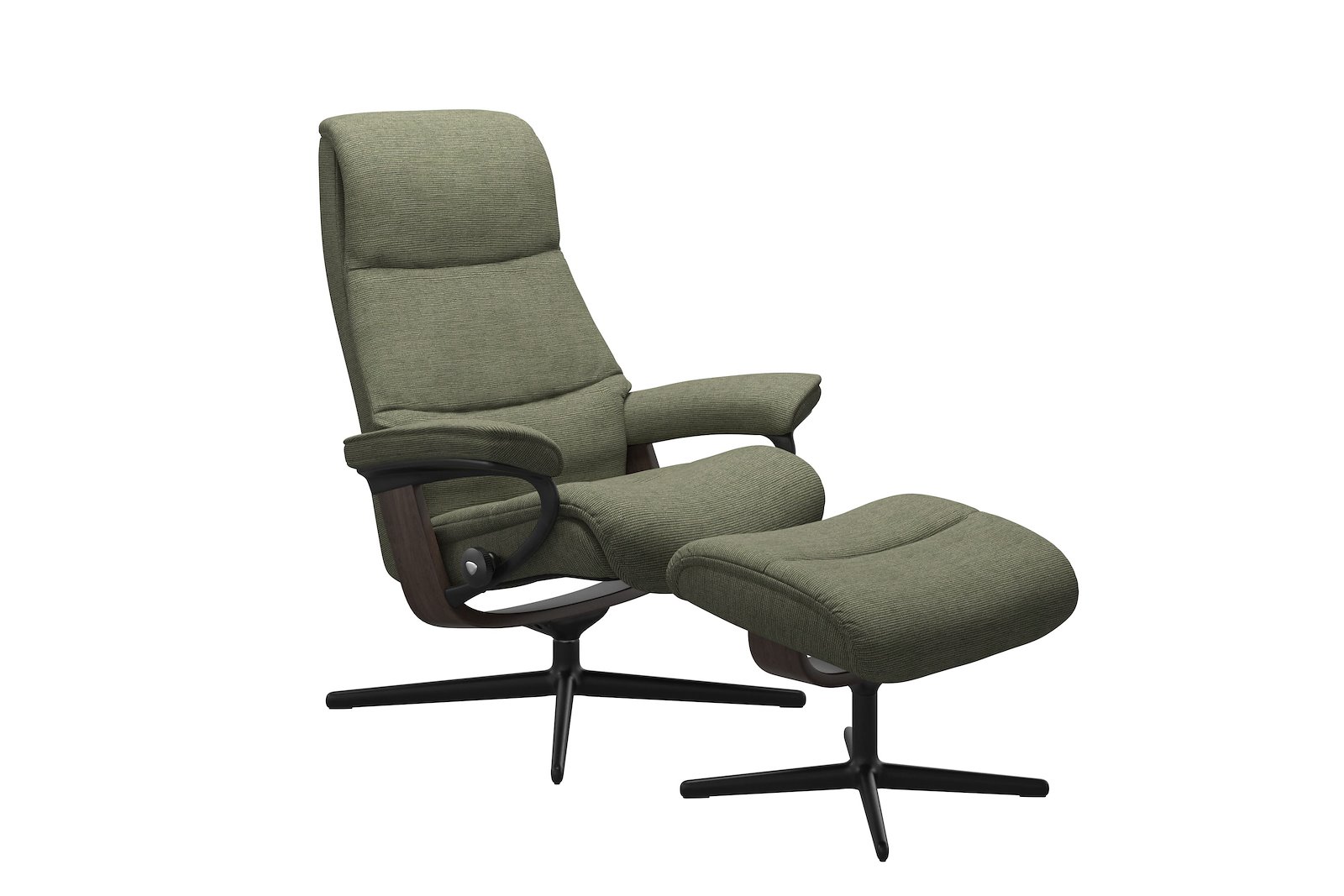 View (M) lenestol med krakk Tekstil Jasmine Dark Green - Sort Cross - Wengebeiset