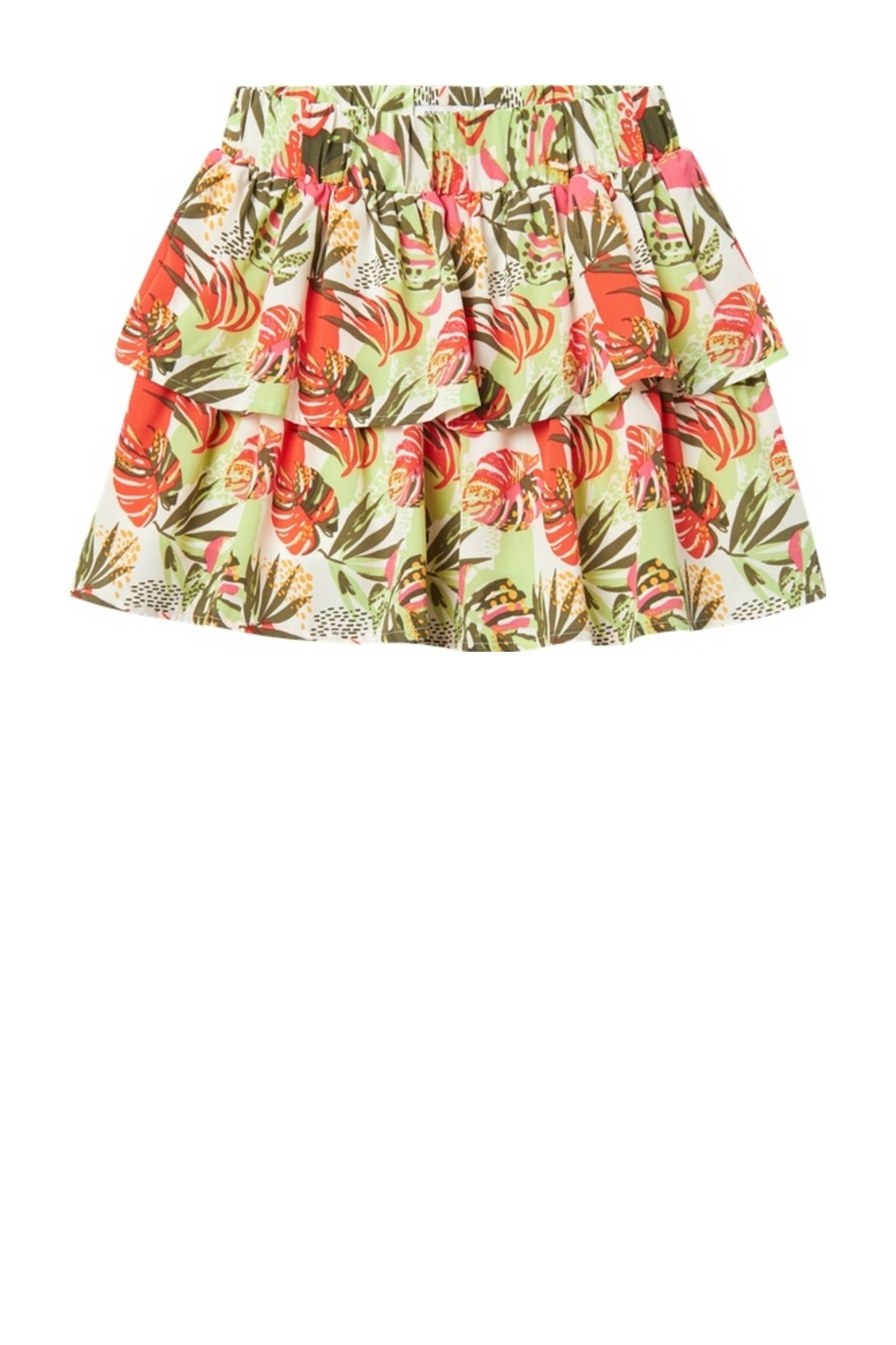 NAME IT gebloemde rok NKFVINAYA groen/rood/wit