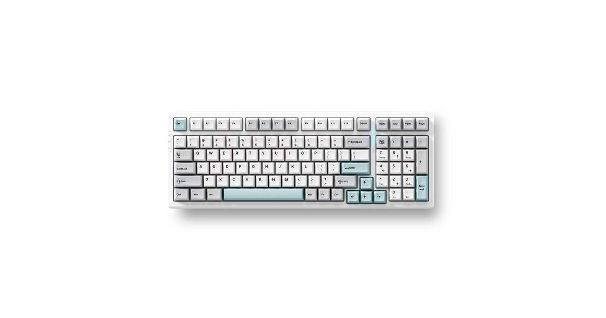 MCHOSEG98 Pro Gray Blue Flame Orange Wireless Tri-Mode Custom Mechanical, gaming toetsenbord  (Grijs/blauw, US lay-out, TTC Flame Orange, 98%, RGB, Hot swap, Double-Shot PBT, draadloos / Bluetooth / USB-C)
