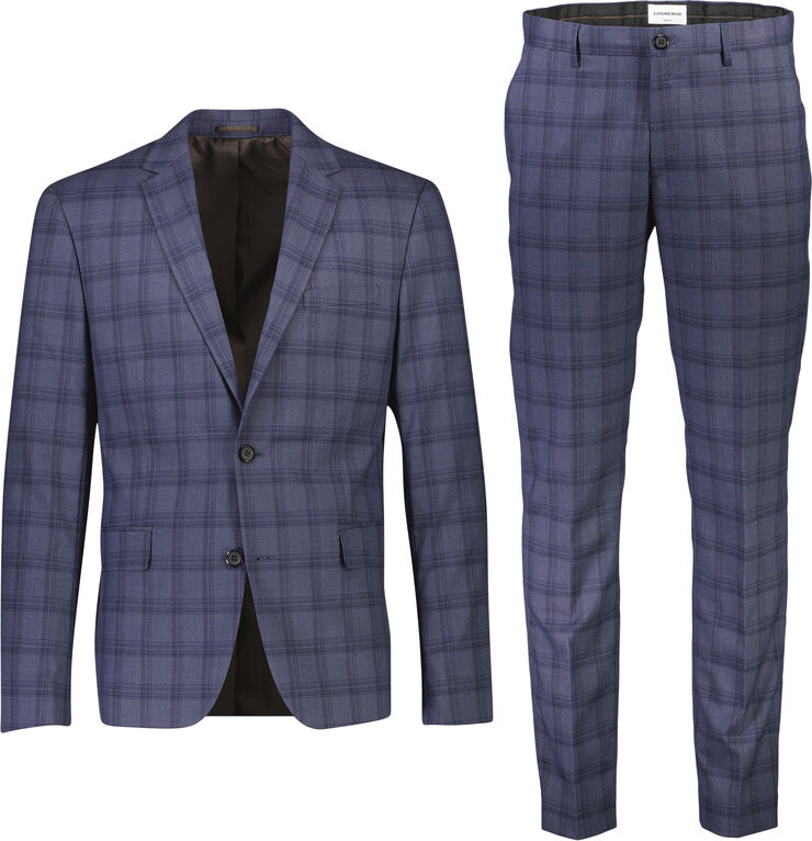 Lindbergh Checked stretch suit Blå