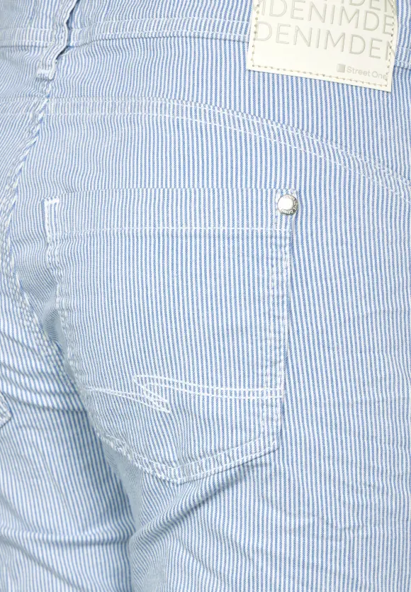 Casual Fit 3/4 Jeans - light blue striped washed