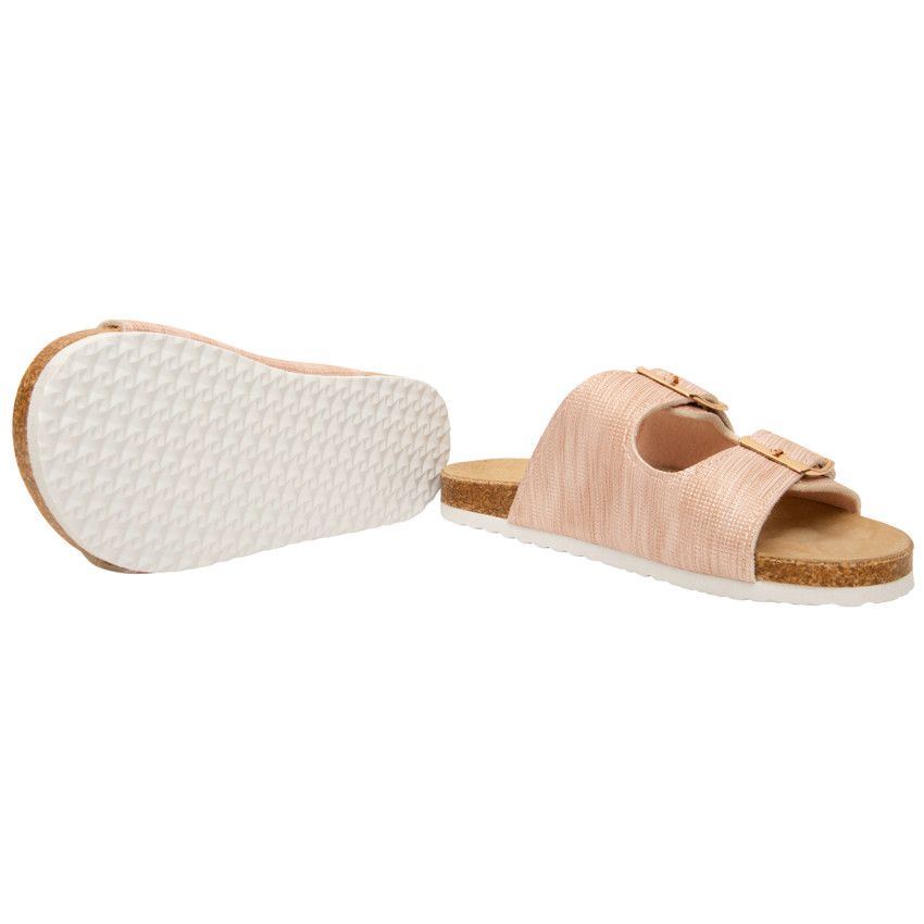 Sandales roses à double boucles pour fille - Rose