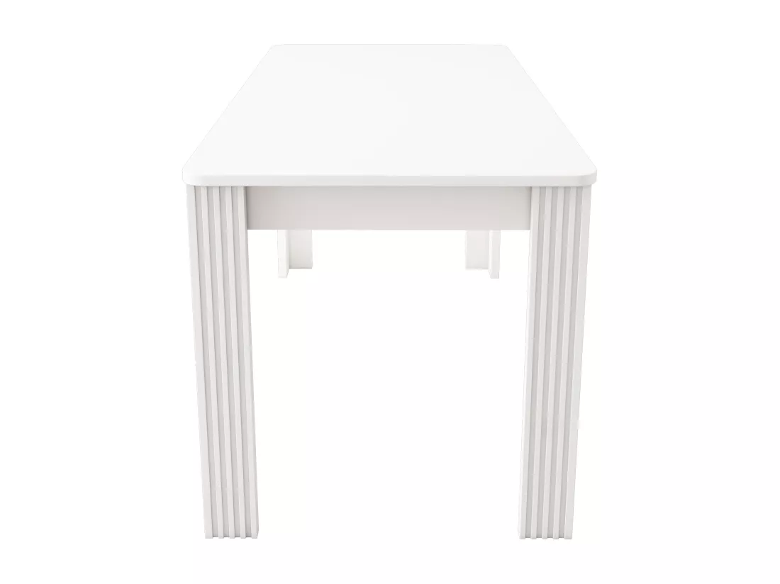 Table à manger rectangulaire 4 à 6 couverts - Bois massif - 117 x 68 x 75 cm - Blanc