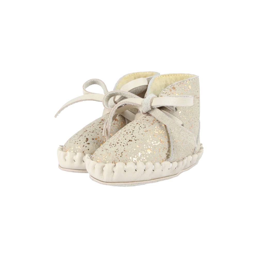 Pina Exclusive Booties | Cream Metallic Suede