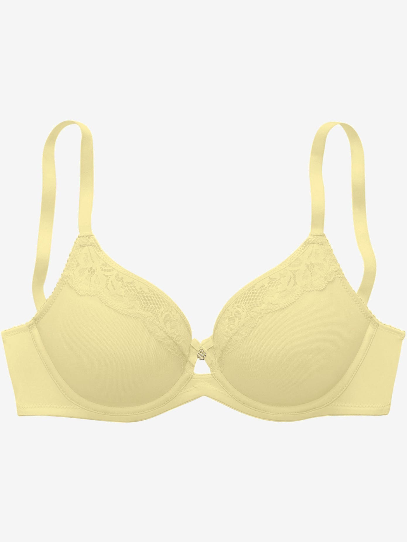 Soutien-gorge à armatures, bordure en dentelle fine et nœud