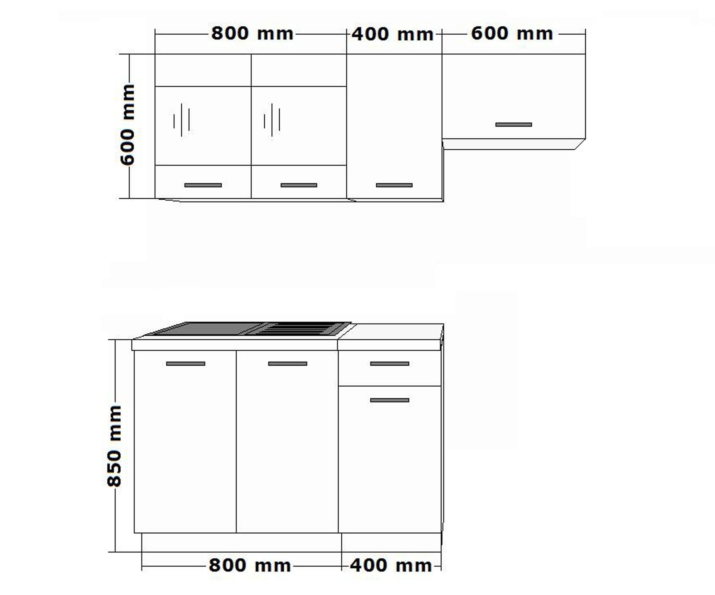 Küche Dave Mini 180 cm Küchenzeile Küchenblock Singleküche Eiche Sonoma Trüffel