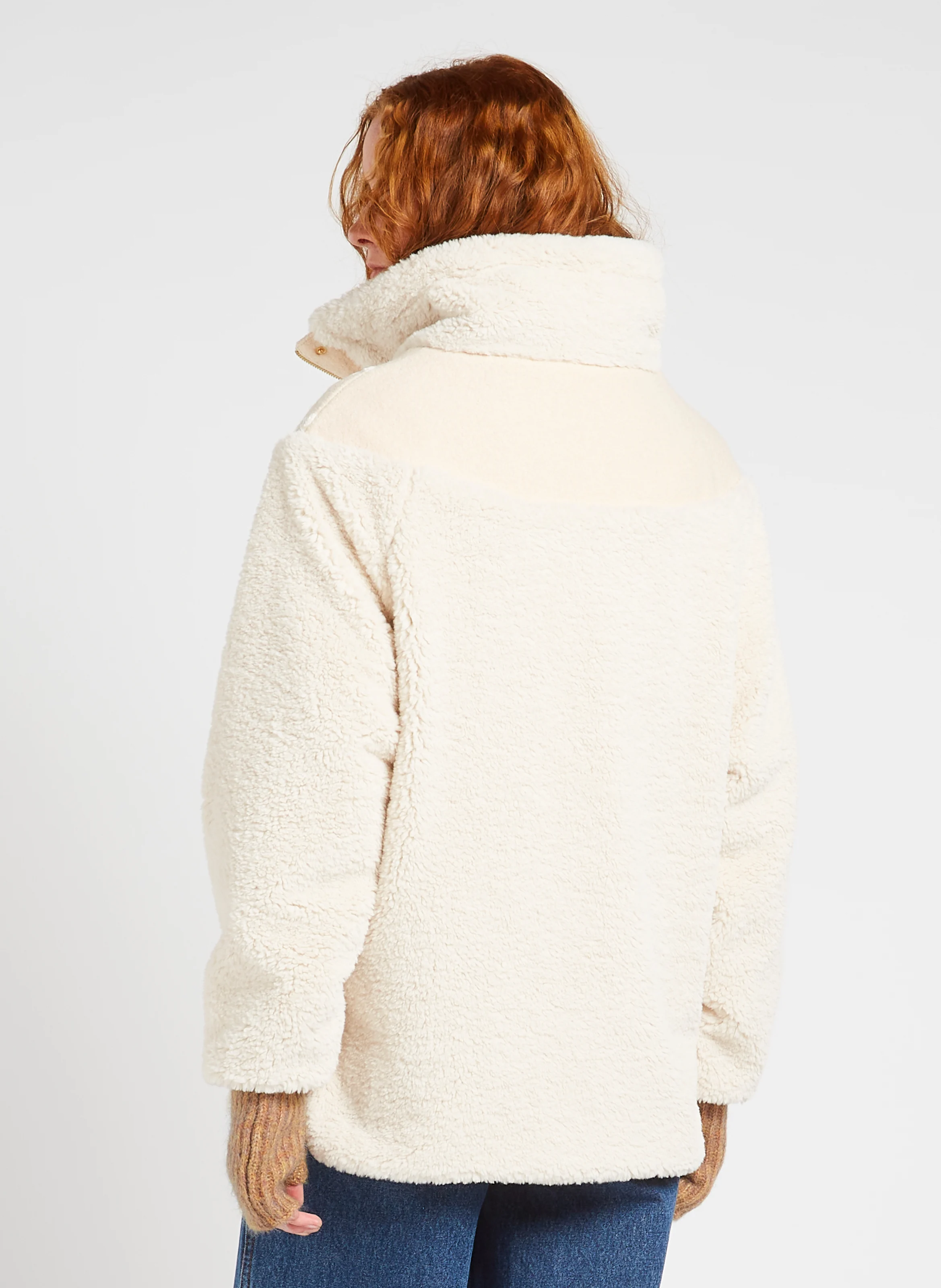 ROSE - Manteau col montant en fausse fourrure| Beige