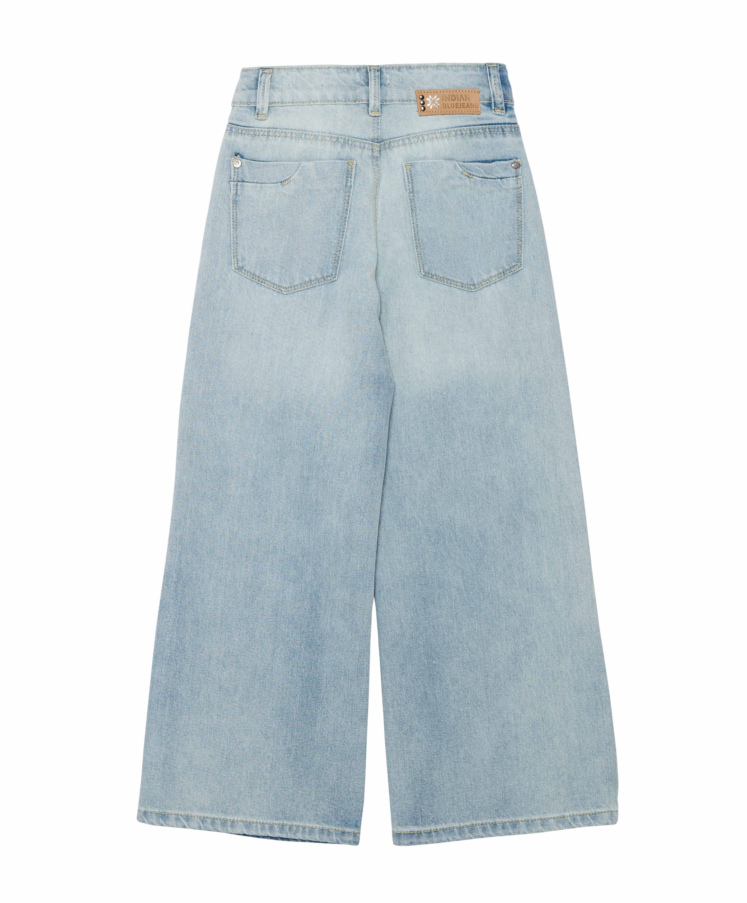 Indian Blue Jeans Extra Wide Fit Washed meisjes jeans blauw