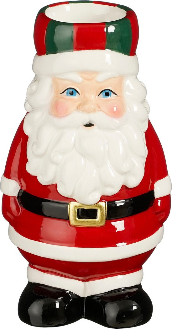 House of Seasons waxinelichthouder Kerstman rood / wit 10 x 9 x 17,5 cm