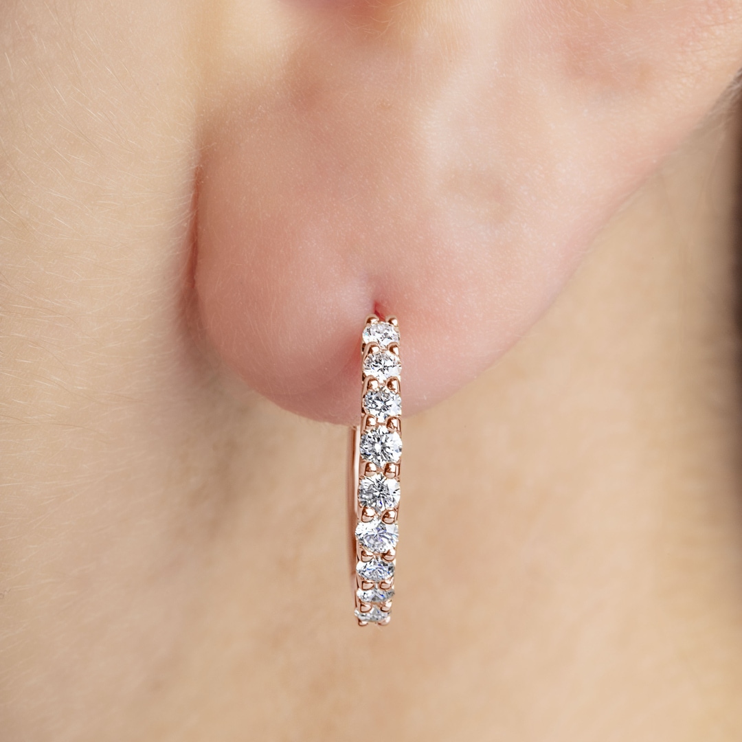 0.50 Karat Diamant-Kreolen 750/18 K Roségold Ø 17mm