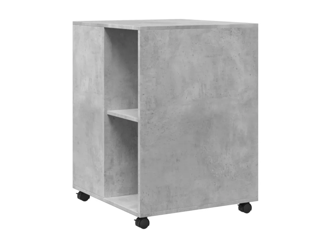 Table d'appoint avec roues gris béton bois d'ingénierie