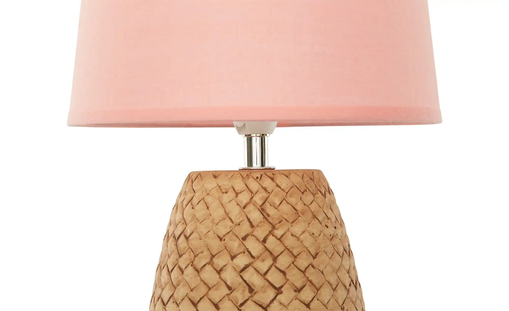 levelone Keramik-Tischleuchte, 1-flammig, Pink mit Seil