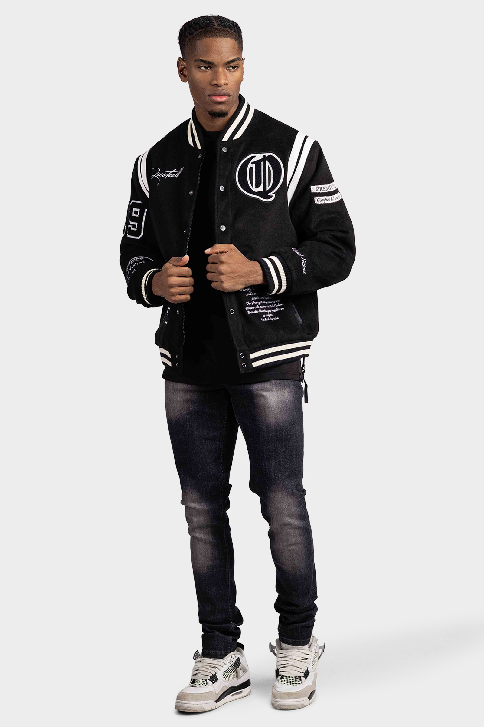 Quotrell University Football Jacket Zwart/Wit