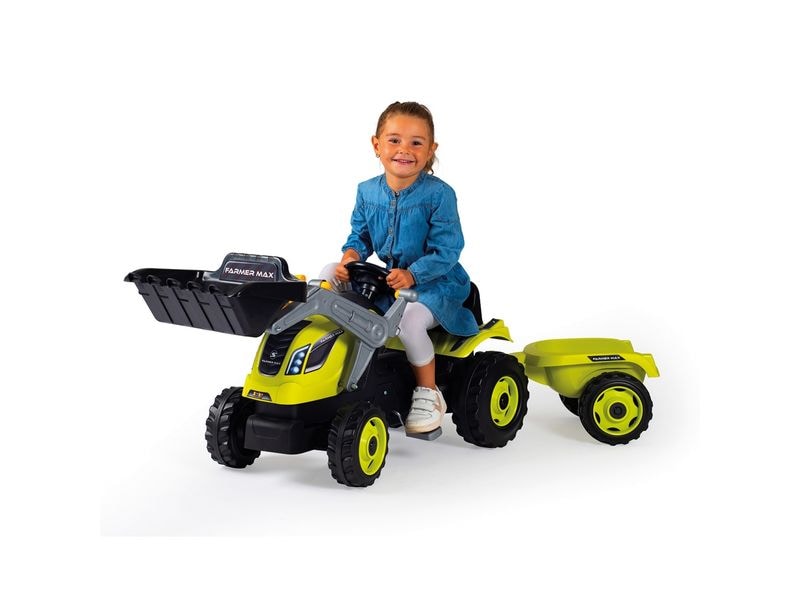 Smoby Traktor Farmer Max mit Anhänger Baggerlader für Kinder