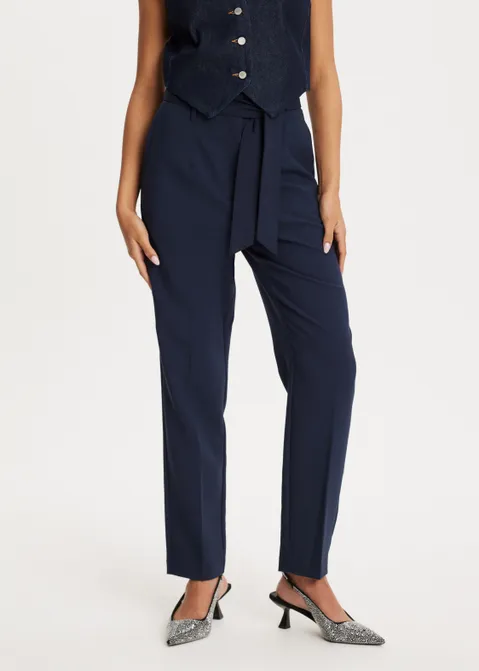 Twill pantalon met strik blauw (BLW.D)