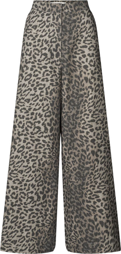Rabens Saloner Leopard print wide leg pants - Inja Snow leopard