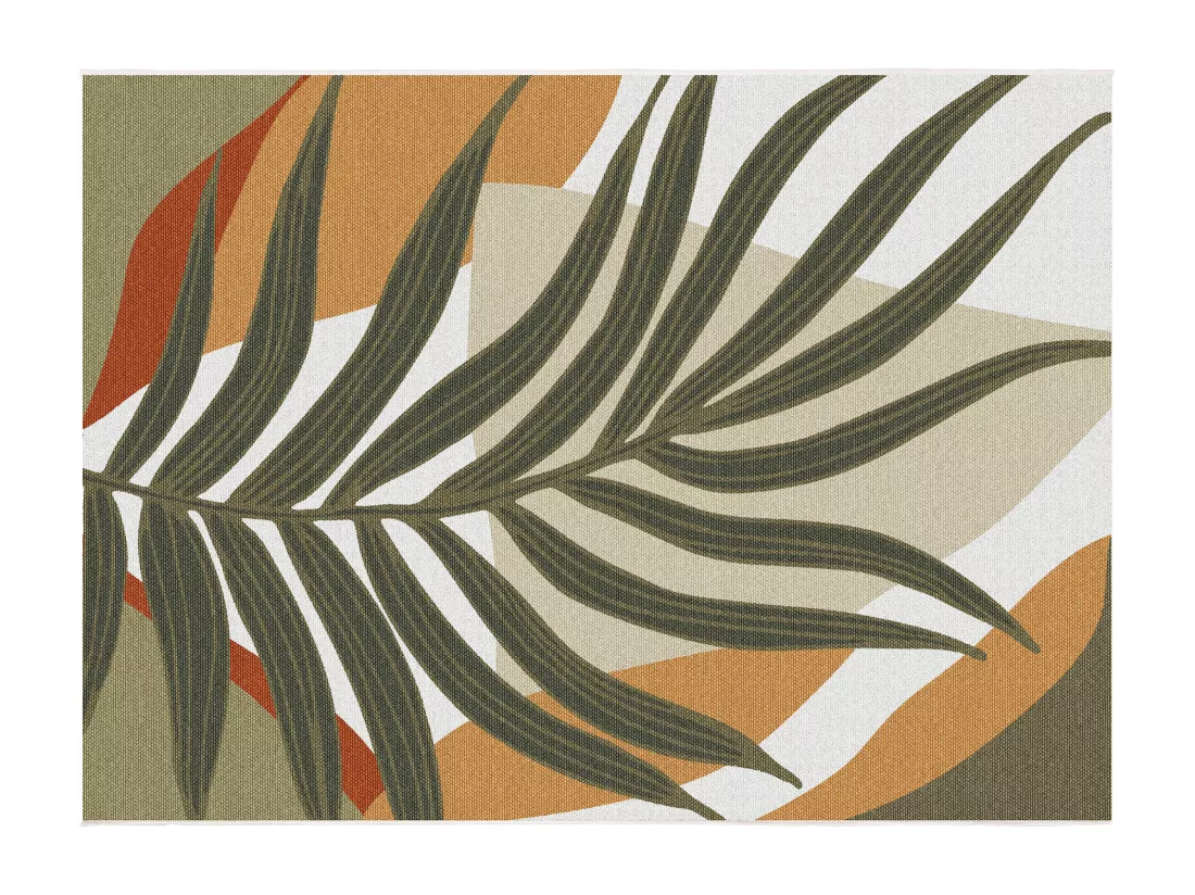 Tapis intérieur ou extérieur motif tropical - 150 x 200 cm - Multicolore - FLORINA