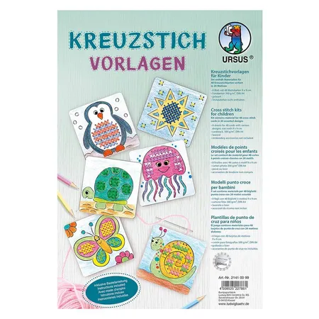 URSUS Kreuzstichvorlagen für Kinder, 24 verschiedene Motive