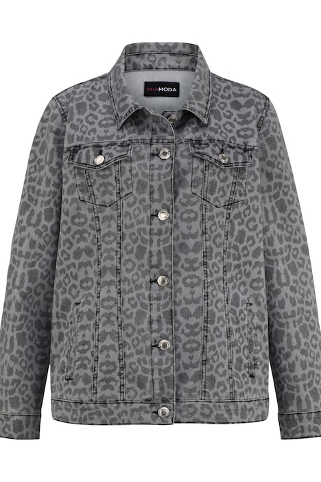 Jeansjacke, Animalprint, Langarm