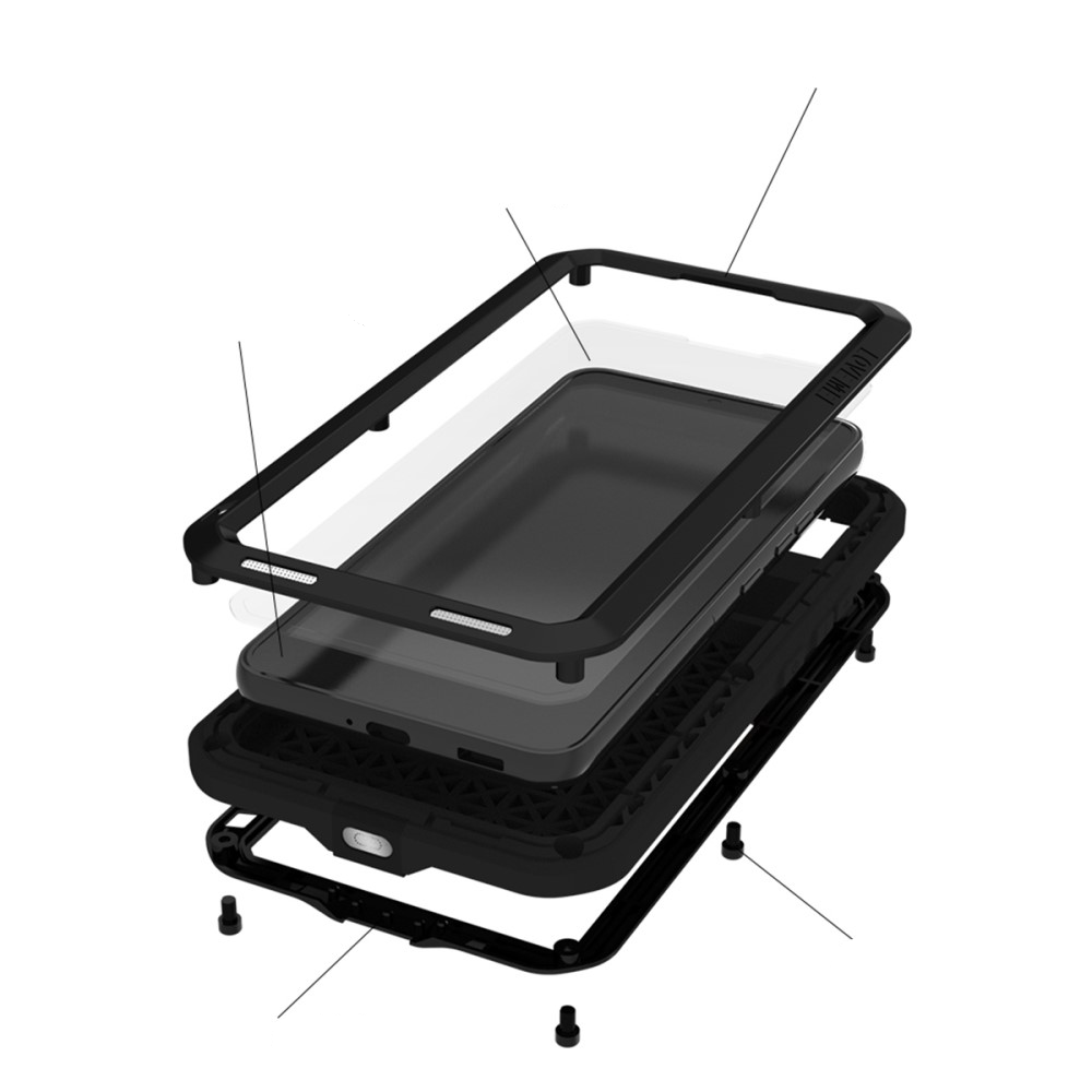 Samsung Galaxy S22 5G Silikon Metall Outdoor Case   Panzerfolie - Schwarz