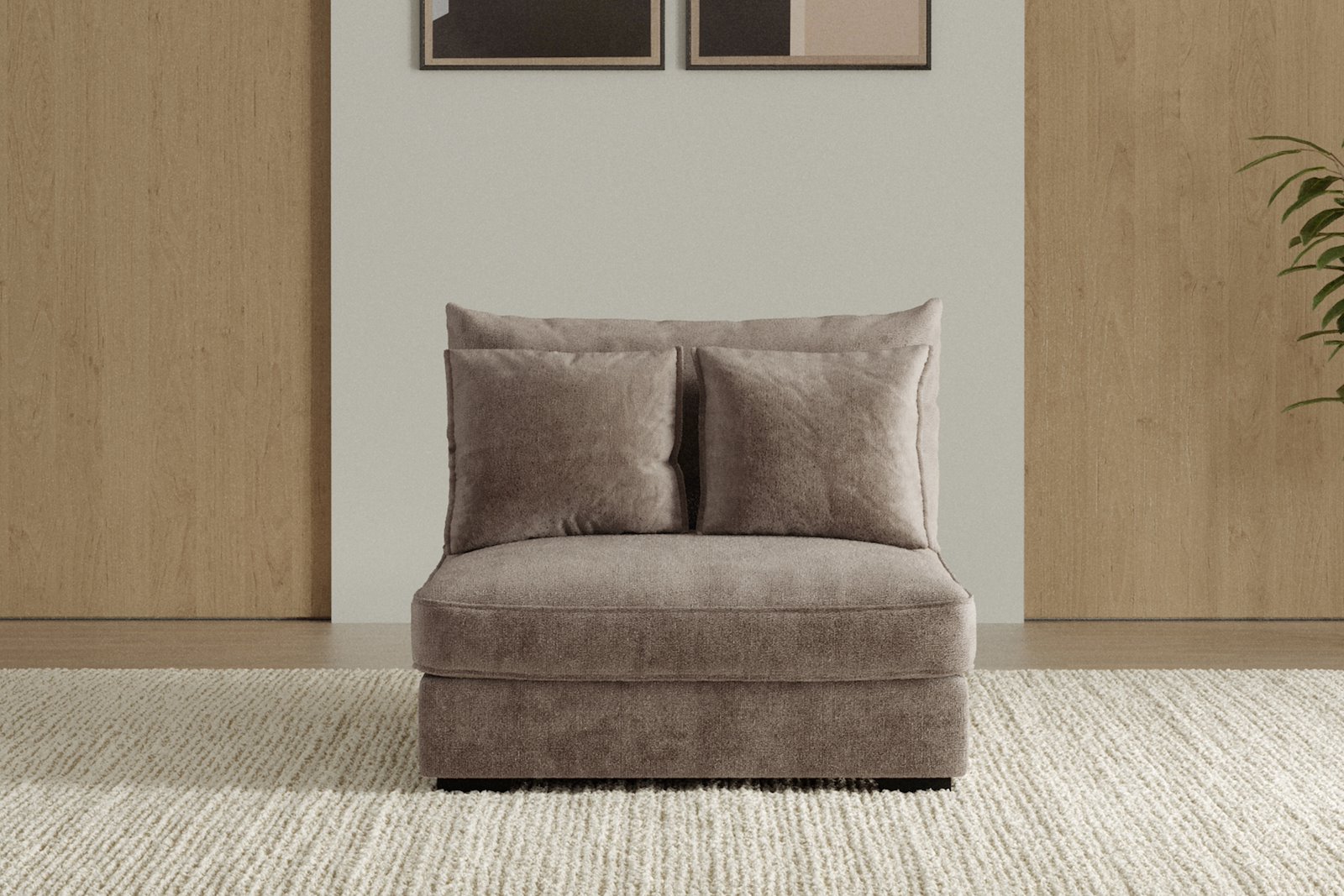 Rossi Lux 1,5-seter stol Tekstil Genesis 6 Mink med sorte ben. Lux Komfort.