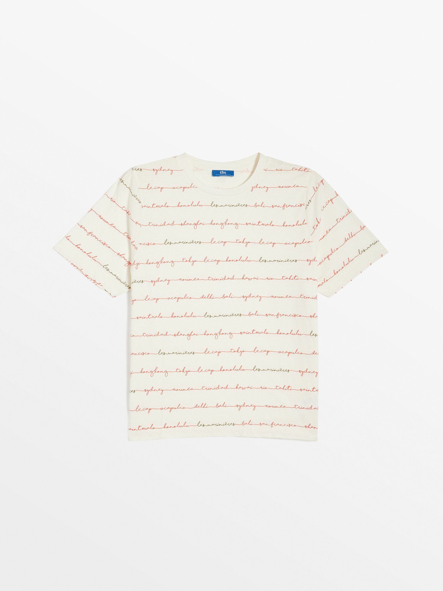 Tee-Shirt Femme en Lin Blanc et Rouge