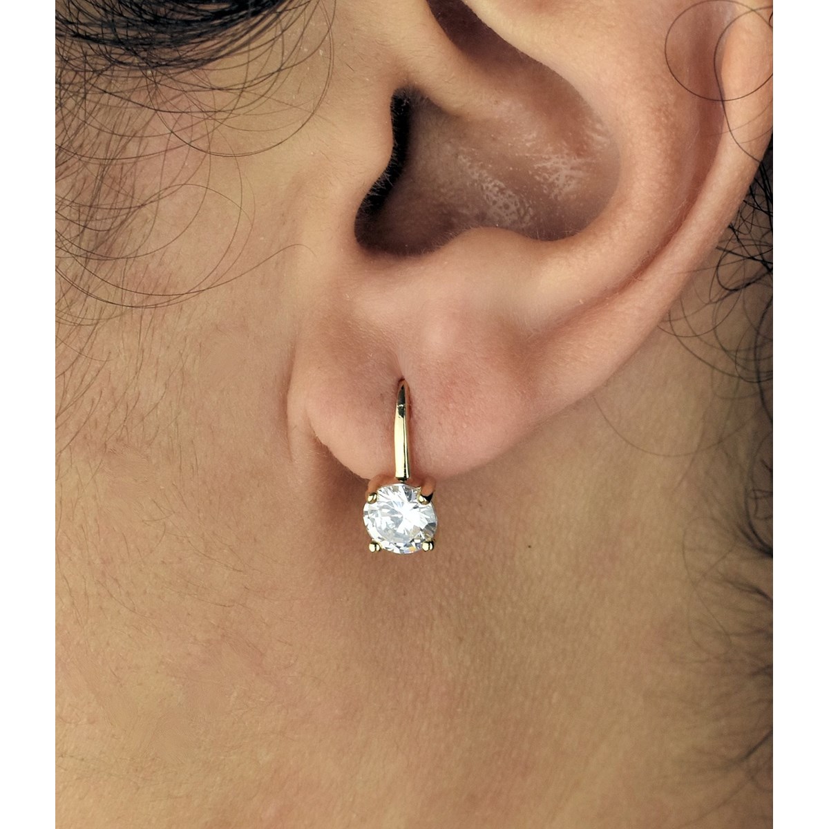 Boucles d'oreilles dormeuse oxyde de zirconium Plaqué or 750 3 microns