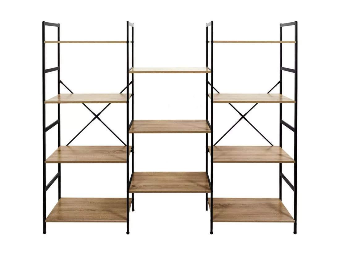 RISKO - Grand Meuble Etagère Industriel Effet Bois et Métal