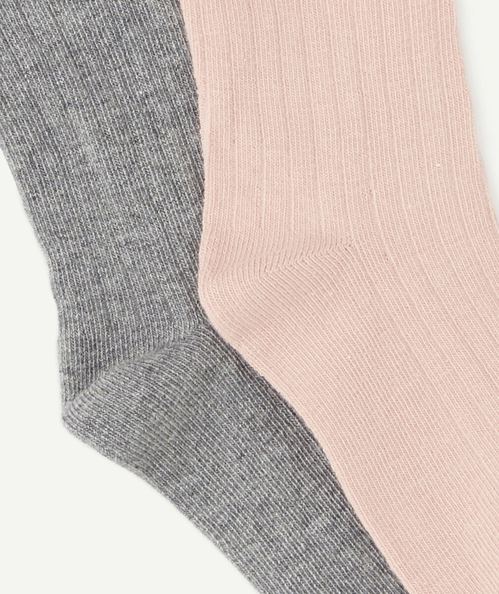 LES 2 PAIRES DE COLLANTS ROSE ET GRIS