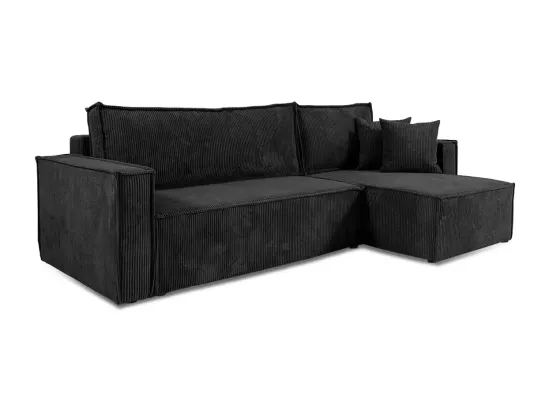 Canapé d'angle convertible Cord JIMMY Noir