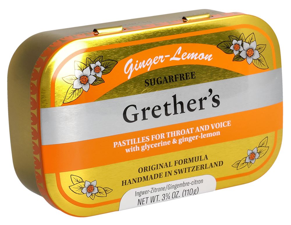 GRETHERS Ginger Lemon Pastillen<br>110 g, Dose, Pastillen, ohne Zucker