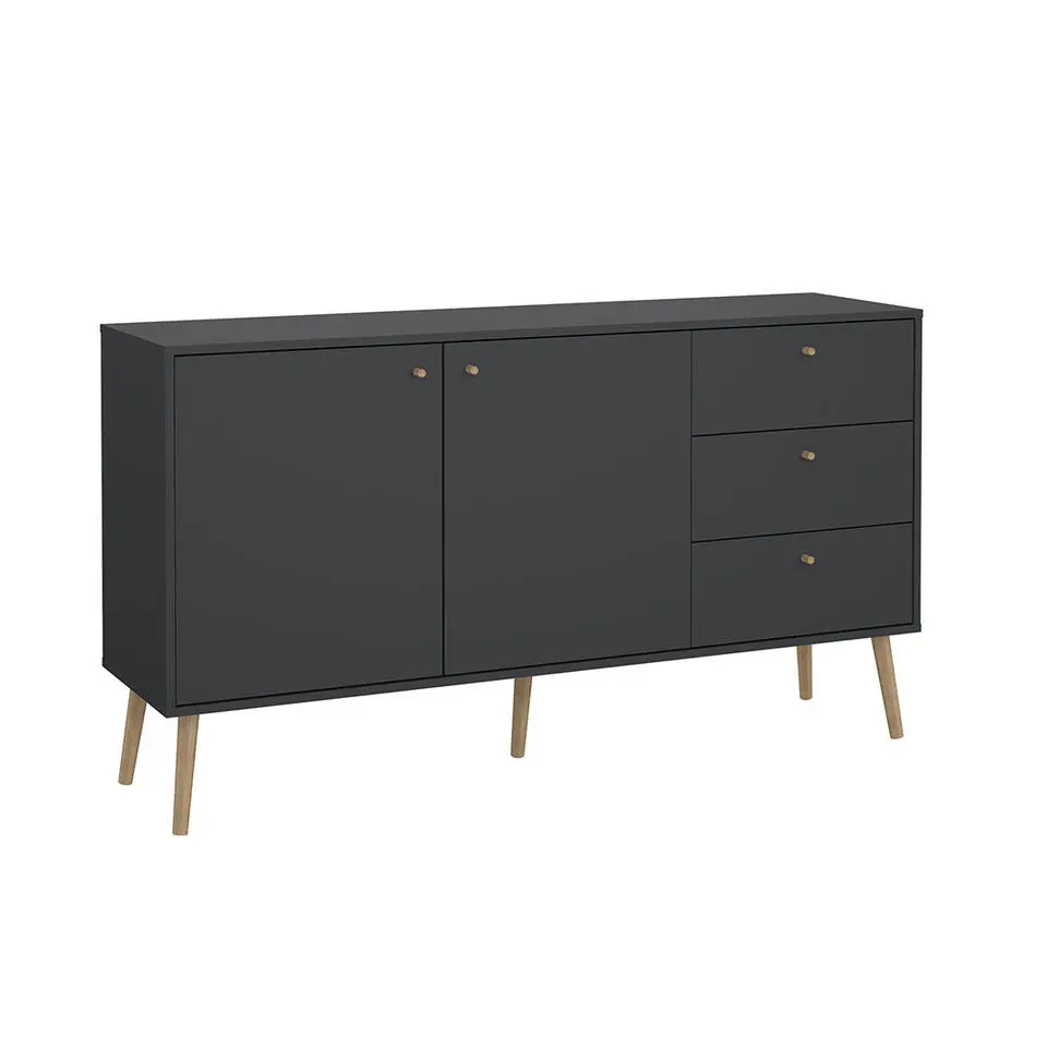Hioshop Bodo dressoir 2 deuren- 3 lades matgrijs